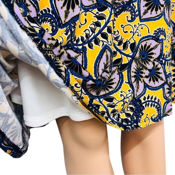 Renee C Gold Purple Floral A Line Skirt Versatile Pull On Bias Cut Fully Lined - Picture 15 of 16